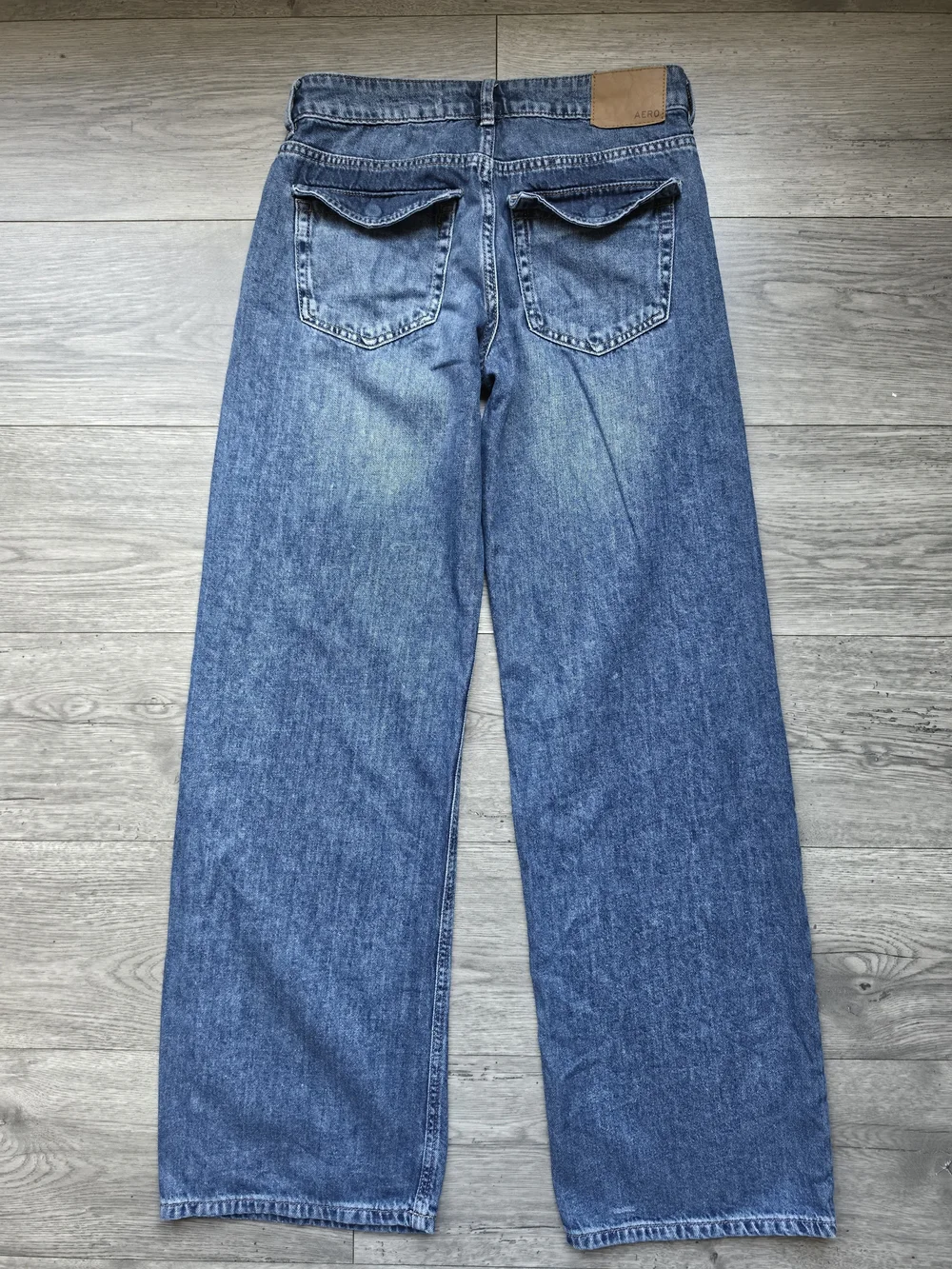 Aeropostale Baggy Wide Leg Blue Jeans Size 0 Reg EUC